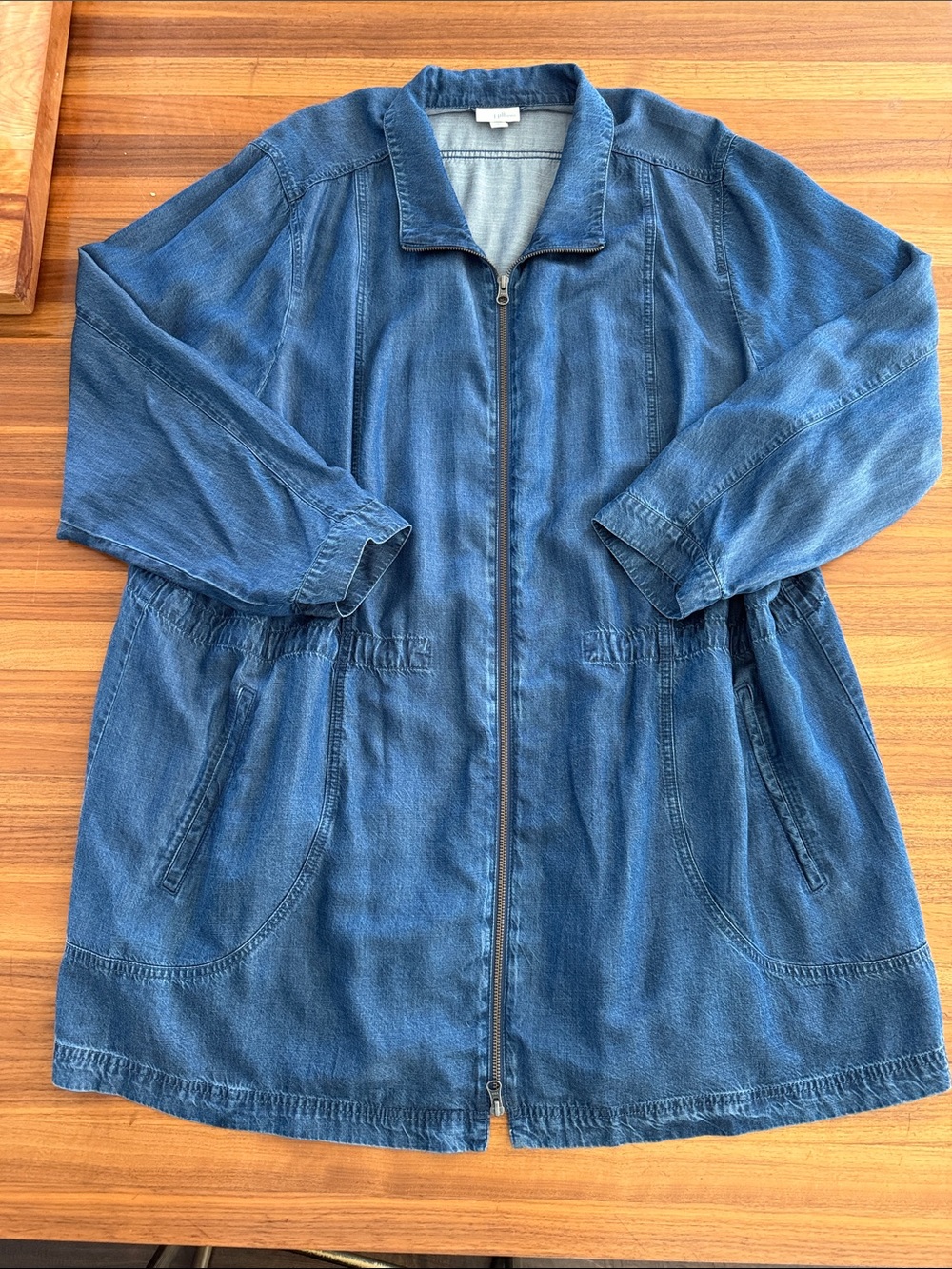 J Jill Denim Long tunic zip up Jacket Size 4x